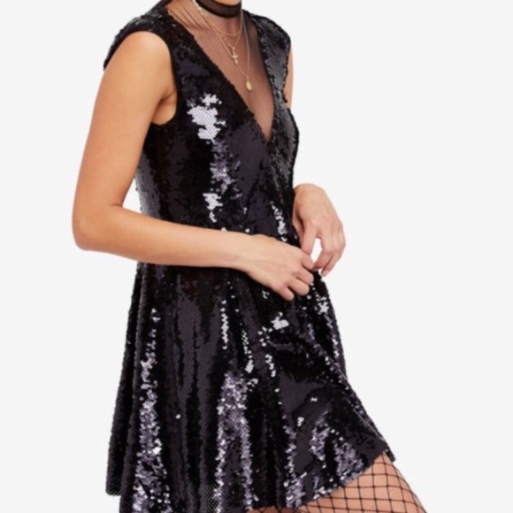 Free people Coachella Dance Till Dawn Black sequin dress Sz.XS - Picture 6 of 16